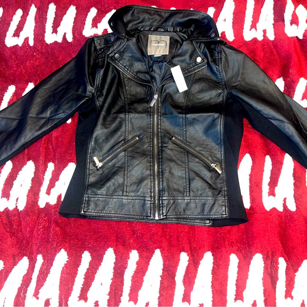 Faux leather moto style jacket